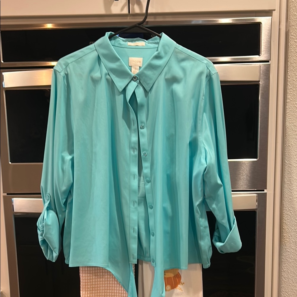 Chico's Turquoise Button-Down Shirt